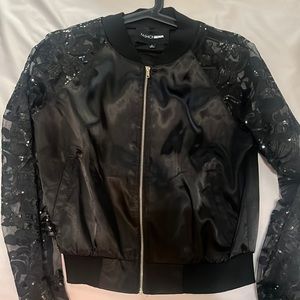 Black Floral Bomber Jacket